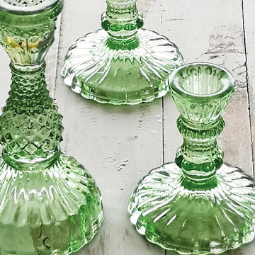GLASS CANDLE HOLDER LEELA | SPRING GREEN