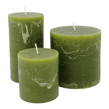 RUSTIC PILLAR CANDLE | OLIVE GREEN