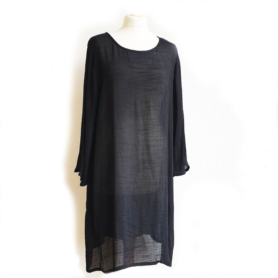 BAMBOO & COTTON TUNIC DRESS | BLACK