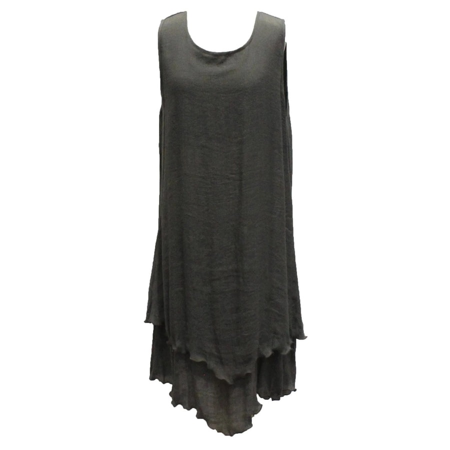 BAMBOO & COTTON POINT & FRILL DRESS | BLACK | S|M