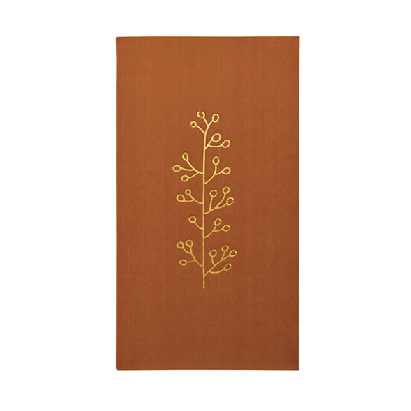 RUST COLOUR NAPKINS WITH GOLD FOIL FLOWERS | PACK 20
