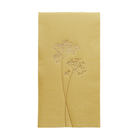 YELLOW NAPKINS WITH GOLD FOIL FLOWERS | PACK 20