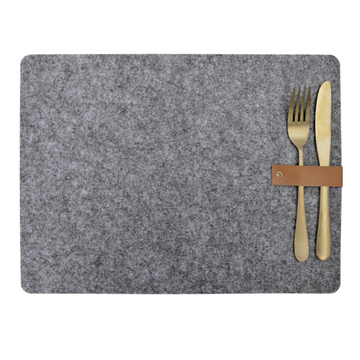GREY FELT PLACEMAT WITH LEATHER DETAIL