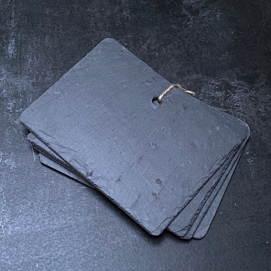 GARDEN HANGING SCOTTISH SLATE RECTANGULAR PLANT LABELS | LARGE SET 4