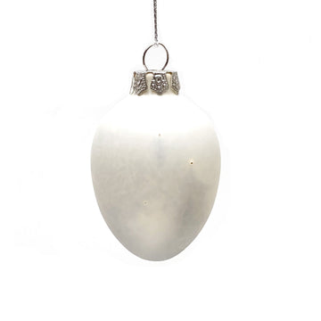 LARGE GLASS EGG BAUBLE | SMOKY WHITE