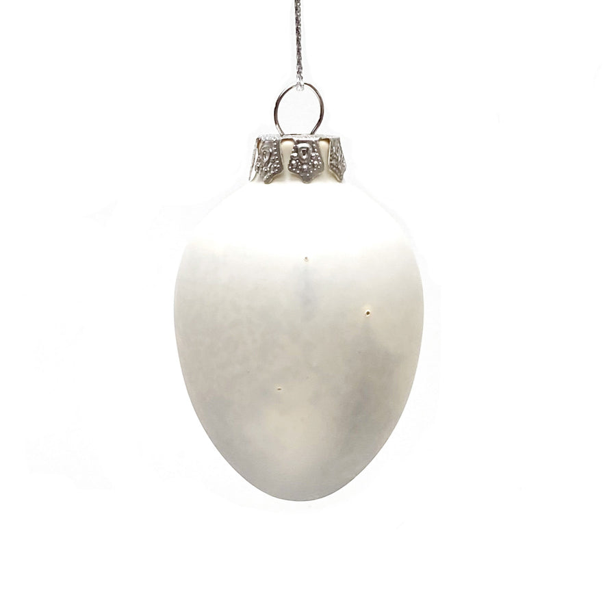 LARGE GLASS EGG BAUBLE | SMOKY WHITE