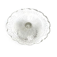 PRESSED GLASS GLASS CAKESTANDWITH SCALLOPED EDGE | 2 SIZES