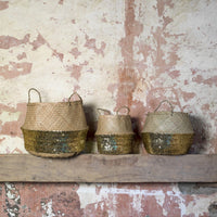SEAGRASS SEQUIN BASKET | GOLD
