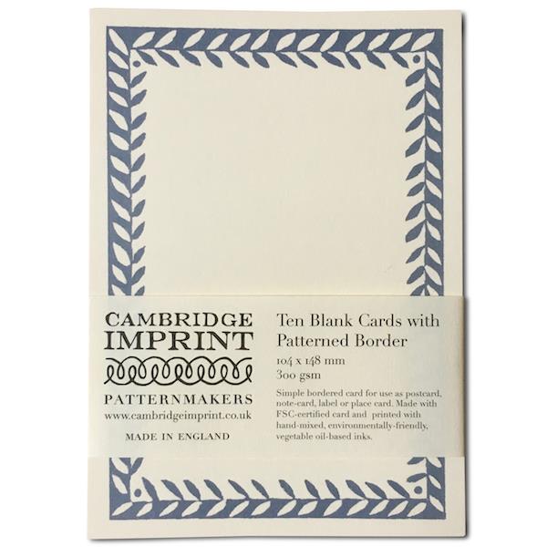10 POSTCARDS WITH PATTERNED BORDER | CORNFLOWER
