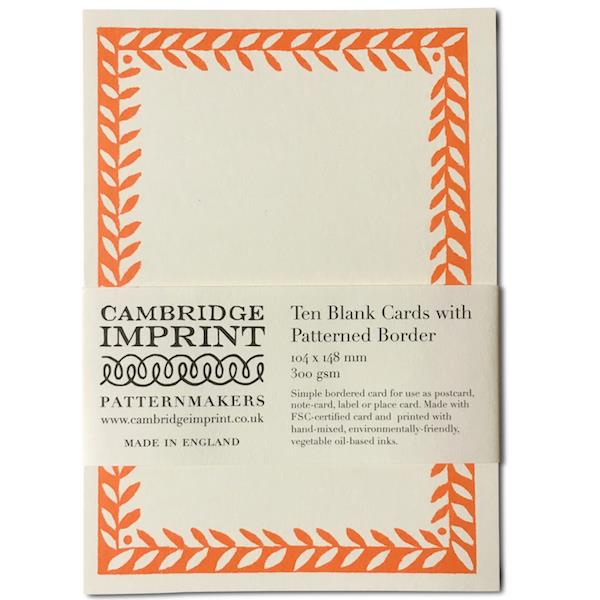 10 POSTCARDS WITH PATTERNED BORDER | NEON ORANGE