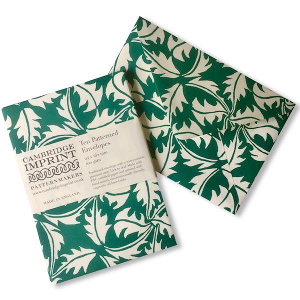 10 PATTERNED ENVELOPES | DANDELION BOTTLE GREEN