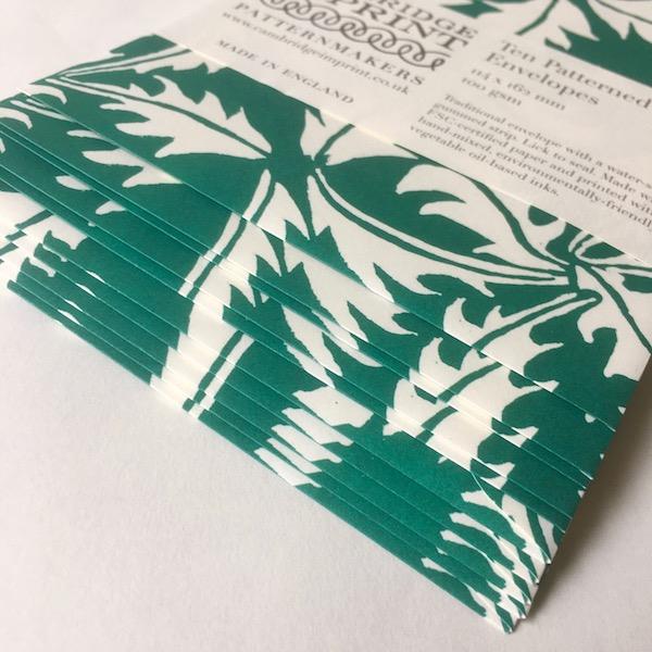 10 PATTERNED ENVELOPES | DANDELION BOTTLE GREEN