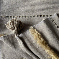 MOROCCAN COTTON BLANKET WITH SEQUINS & TASSELS | TAUPE | DOUBLE