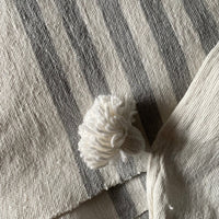 MOROCCAN COTTON BLANKET WITH TASSELS | GREY STRIPED | DOUBLE