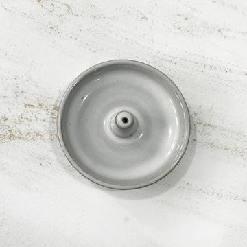 STONEWARE CERAMIC ROUND INCENSE STICK HOLDER | WHITE WASH