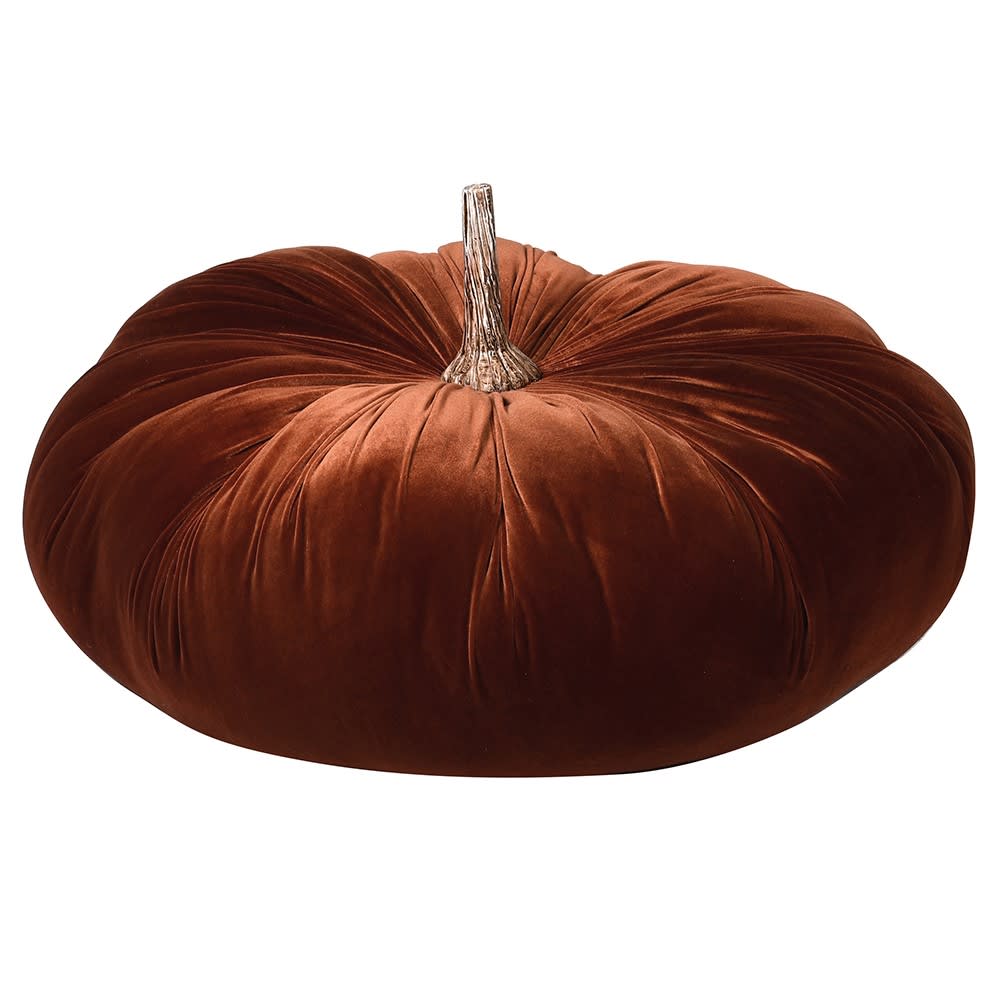 XLARGE DECORATIVE RUST VELVET PUMPKIN