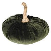 MEDIUM DECORATIVE VELVET PUMPKIN | DARK GREEN