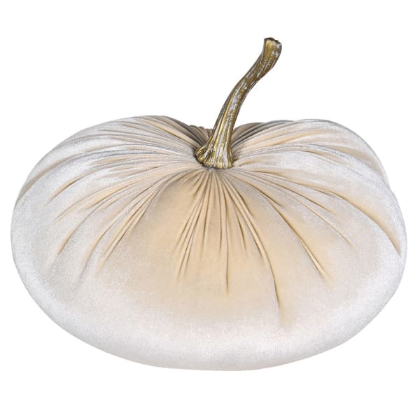 LARGE DECORATIVE VELVET PUMPKIN | IVORY