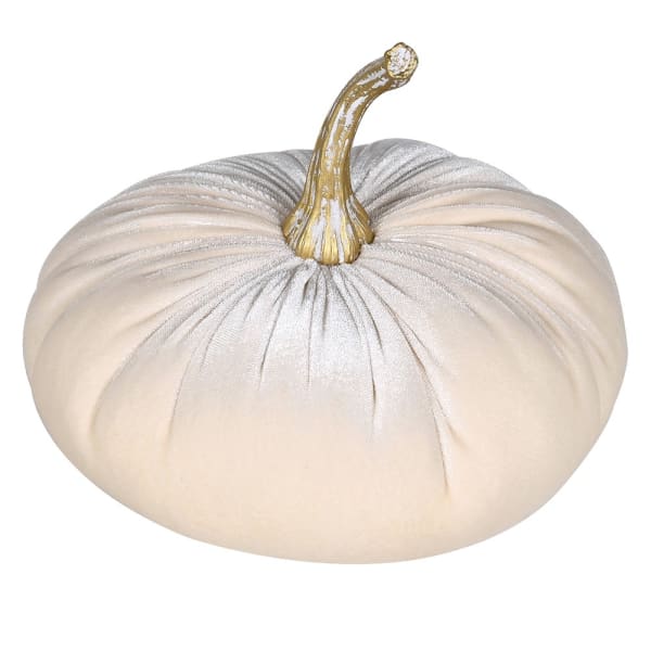 MEDIUM DECORATIVE VELVET PUMPKIN | IVORY