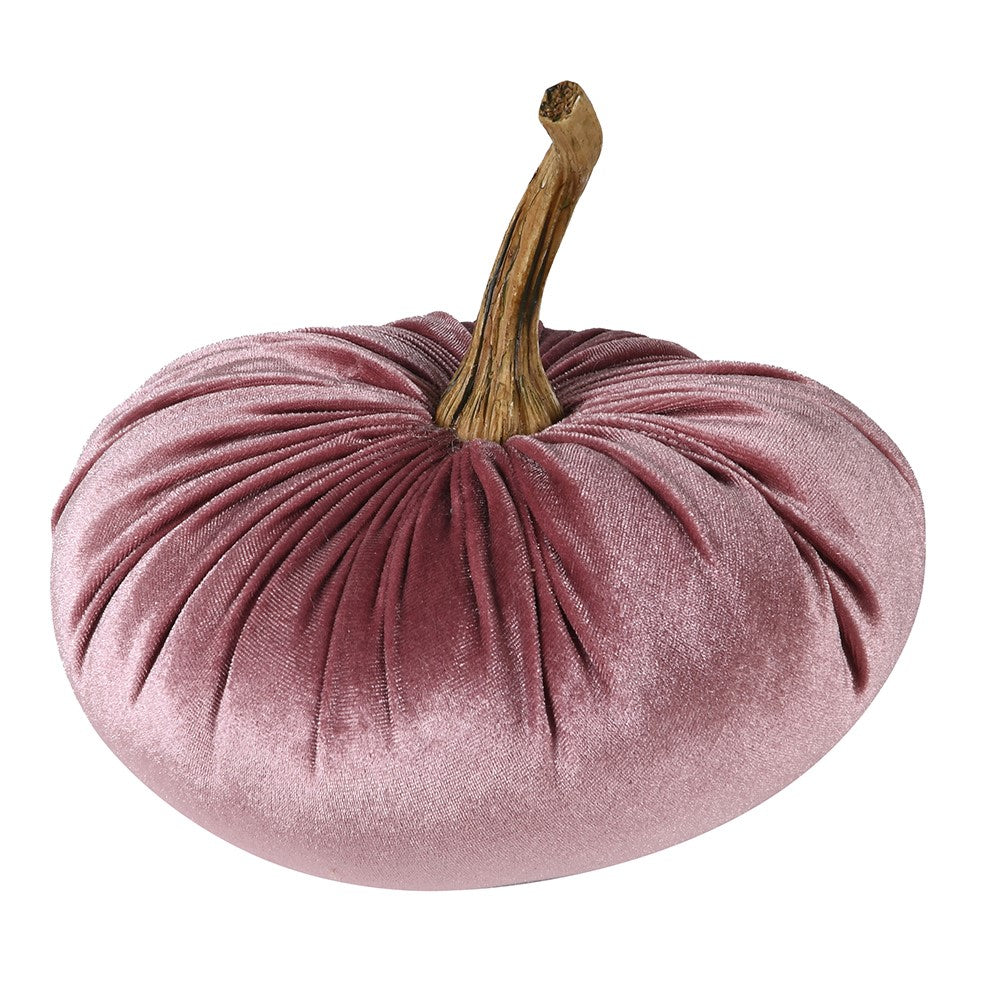 MEDIUM DECORATIVE VELVET PUMPKIN | SOFT PINK