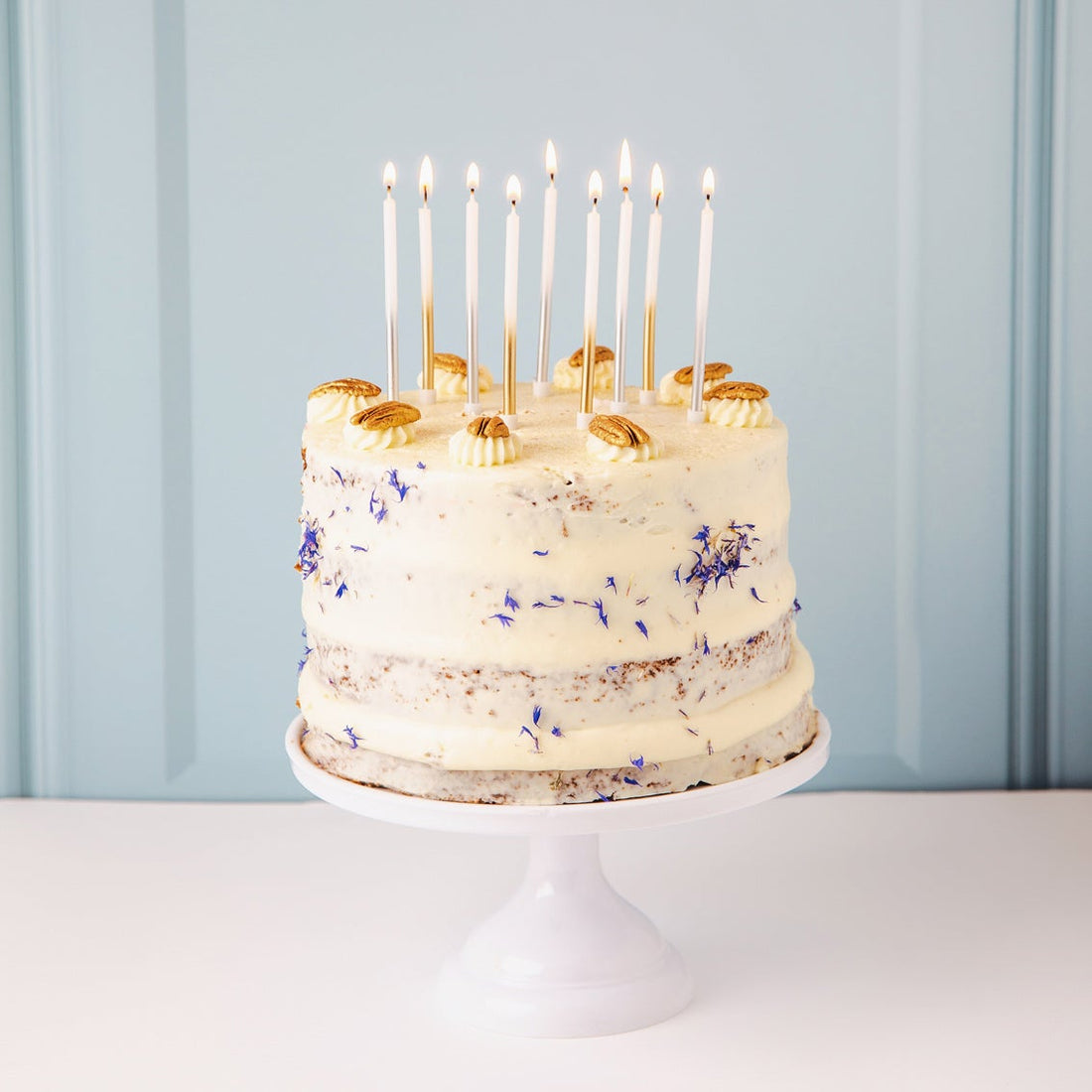 CAKE CANDLES | WHITE & GOLD OMBRE | PACK 16