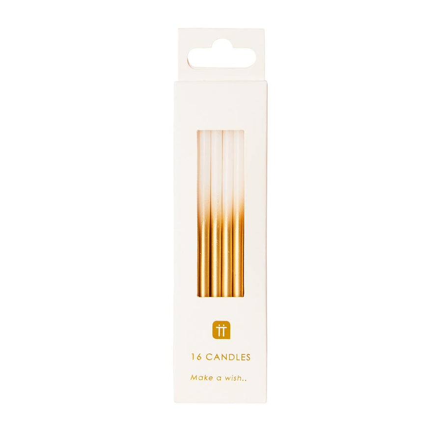 CAKE CANDLES | WHITE & GOLD OMBRE | PACK 16