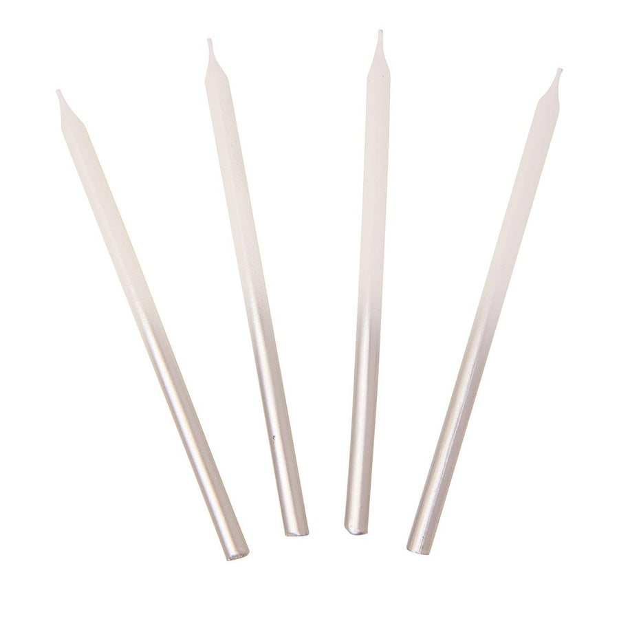 CAKE CANDLES | WHITE & SILVER OMBRE | PACK 16
