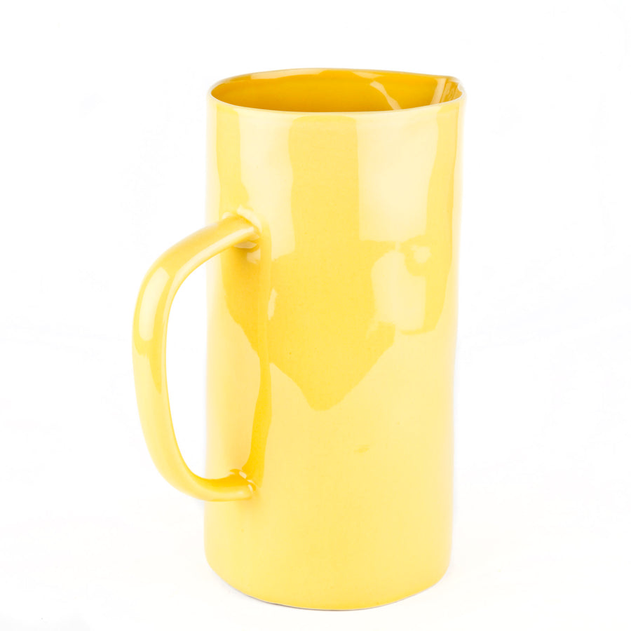 LARGE HANDPAINTED STONEWARE JUG | YELLOW