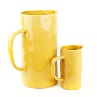 LARGE HANDPAINTED STONEWARE JUG | YELLOW