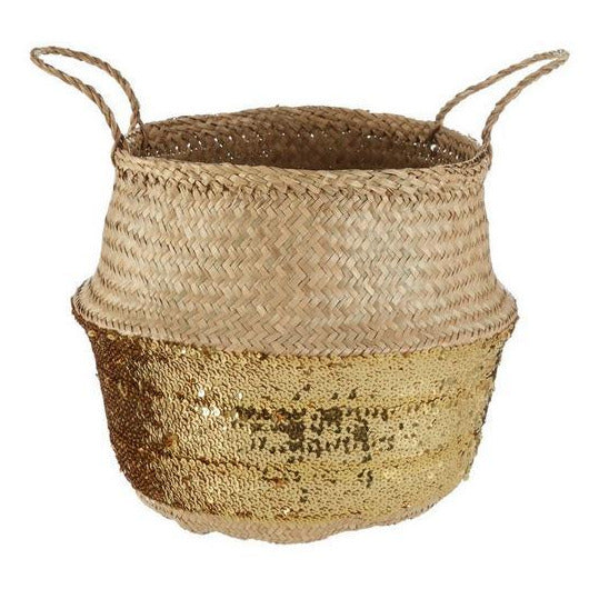 SEAGRASS SEQUIN BASKET | GOLD