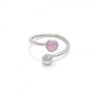 BIRTHSTONE RING OCTOBER TOURMALINE PINK & SILVER  | ADJUSTABLE