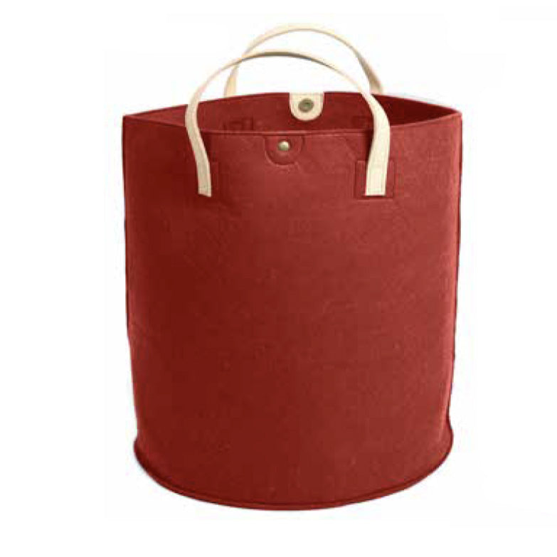 FELT STORAGE BASKET WITH LEATHER HANDLES