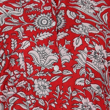 COTTON TIERED BUTTON DRESS | RED
