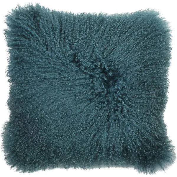 MONGOLIAN LAMBSWOOL CUSHION WITH SUEDE REVERSE | EMERALD