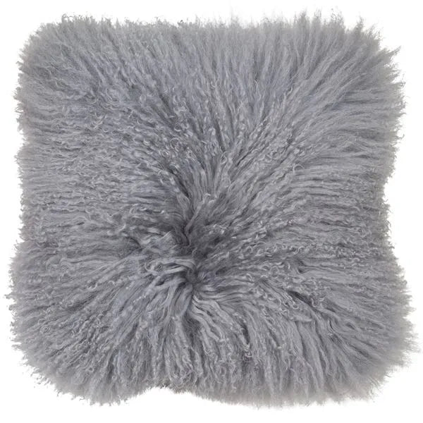 MONGOLIAN LAMBSWOOL CUSHION WITH SUEDE REVERSE | GREY