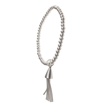 WORN SILVER TASSEL BEADED BRACELET