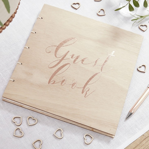WOOD & ROSE GOLD GUEST BOOK
