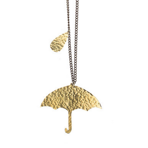 HAMMERED BRASS UMBRELLA NECKLACE