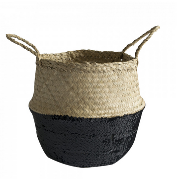 SEAGRASS SEQUIN BASKET | BLACK