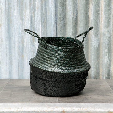 SEAGRASS SEQUIN BASKET | BLACK & BLACK