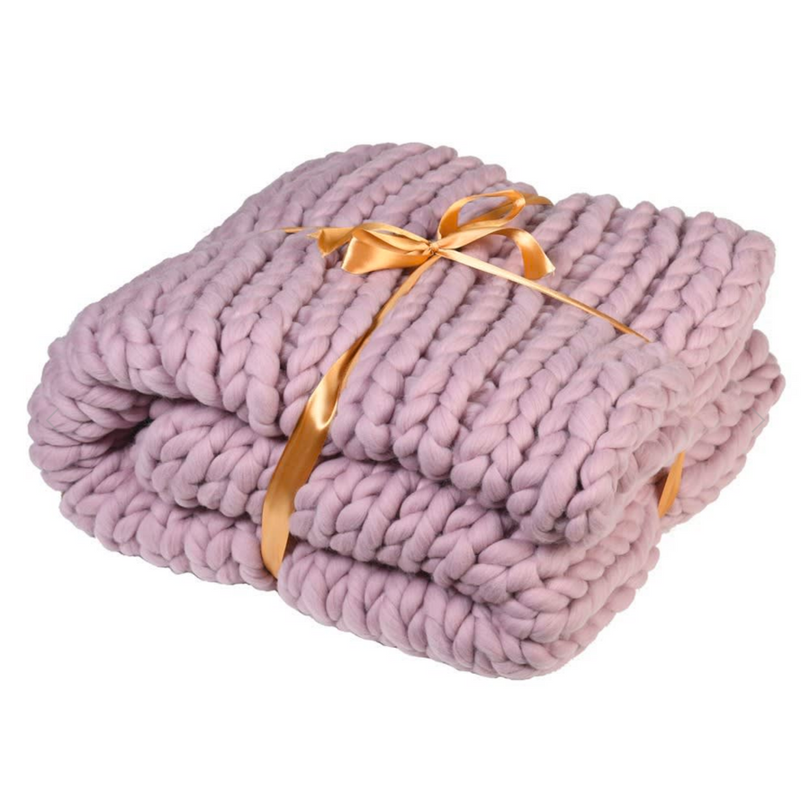 ICELAND YARN CHUNKY KNIT BLANKET | BLUSH PINK