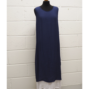 BAMBOO SECRET POCKET TWO LAYER DRESS LONG | GREY & WHITE
