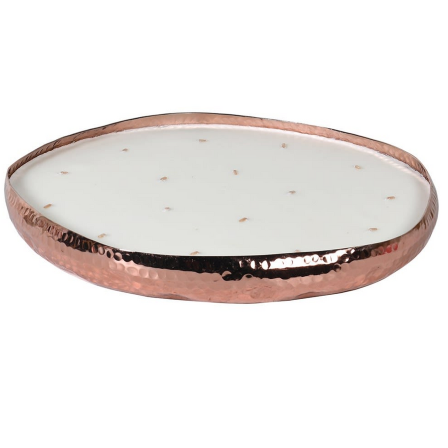LARGE 16 WICK SCENTED CANDLE IN HAMMERED ROSE GOLD DISH | ORANGE BERGAMOT