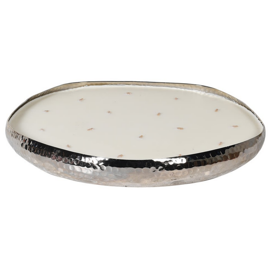 LARGE 16 WICK SCENTED CANDLE IN HAMMERED SILVER DISH | TUBEROSE