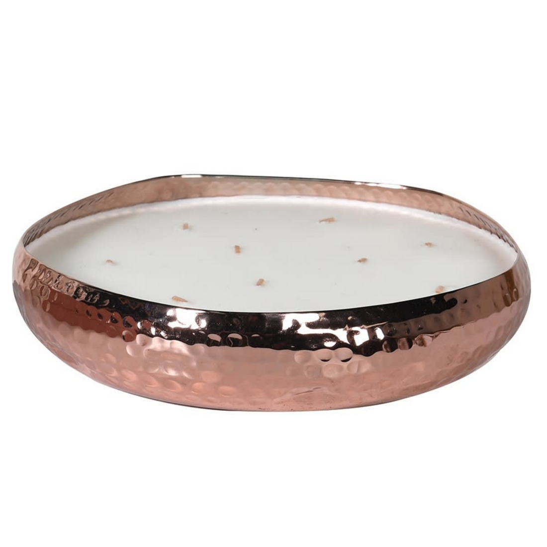 MEDIUM 10 WICK SCENTED CANDLE IN HAMMERED ROSE GOLD DISH | ORANGE BERGAMOT