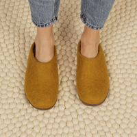 HANDMADE ECO FELT MULE SLIPPERS SUEDE SOLE | MUSTARD YELLOW