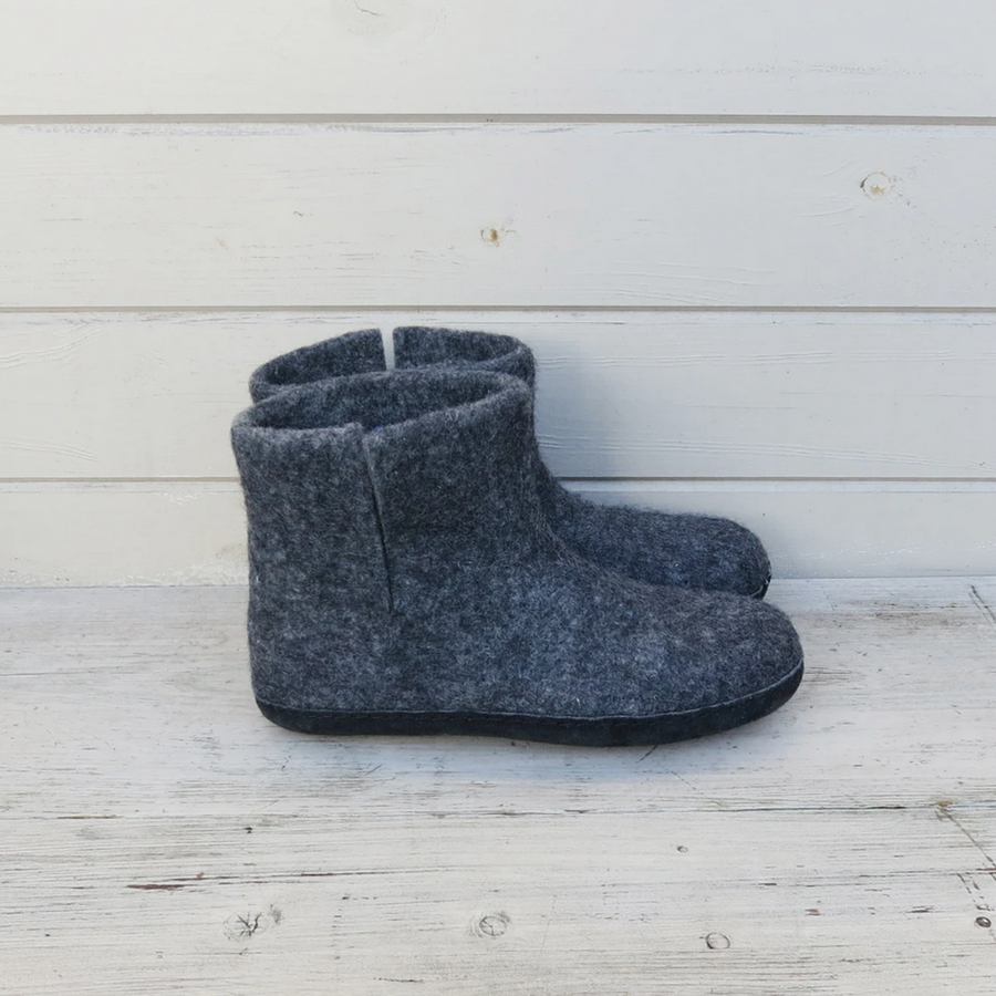 HANDMADE FELT UNISEX SLIPPER BOOT | DARK GREY
