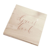 WOOD & ROSE GOLD GUEST BOOK