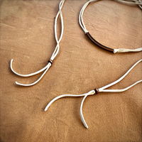 WHITE LEATHER WRAP CHOKER WITH COPPER BEADS