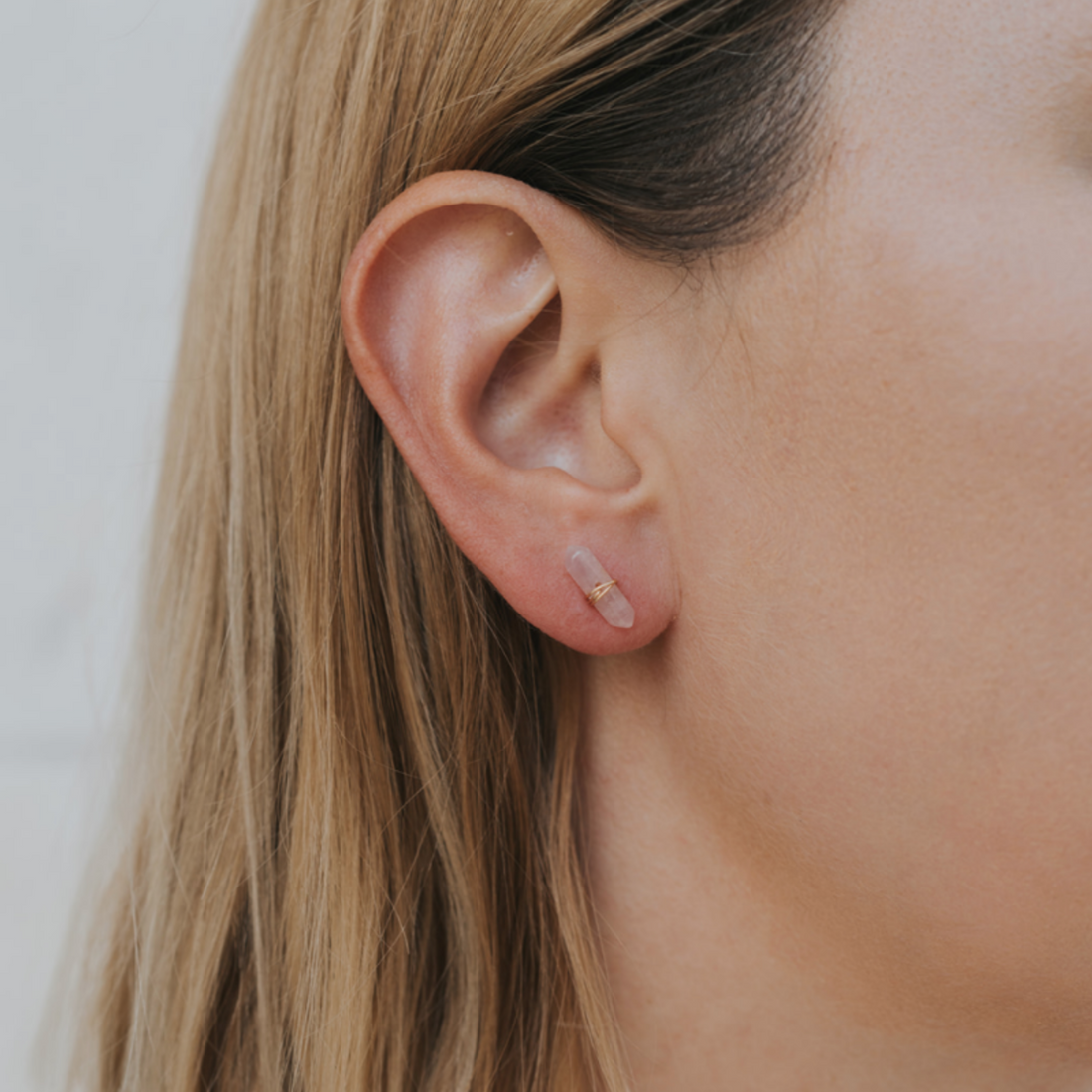 STUD EARRINGS | ROSE QUARTZ